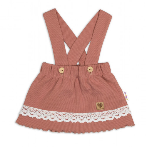 3D súprava LADY, bavlna, body kr. rukáv, suknička s láclom, čelenka, staroružová/biela, 68