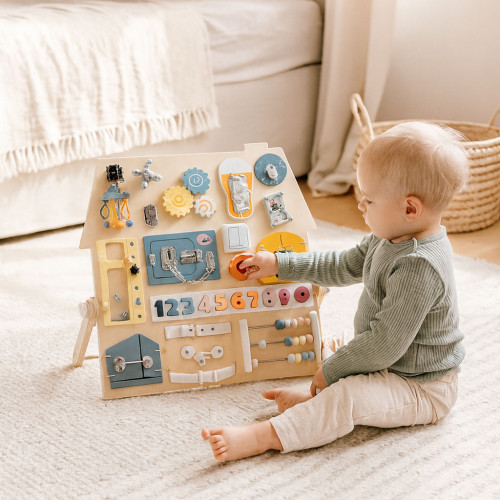 Veľká drevená Montessori senzorická tabuľa pre deti, vzdelávací panel XL