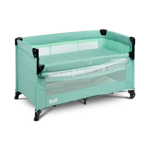 Cestovná postieľka so sťahovacou bočnícou, ESTI - mätová