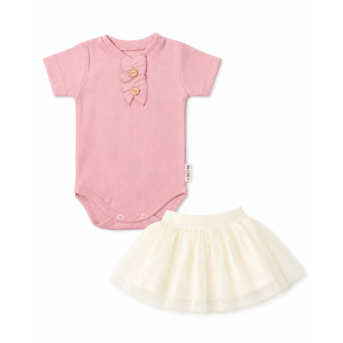 2D sada - body s krátkym rukávom Boho + tutu suknička cream, veľ. 86