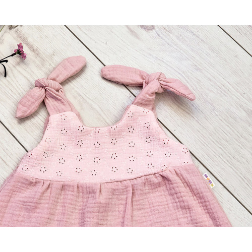 Baby Nellys Letné ľahučké mušelínové šaty Summer -  pudrová, marhula, veľ. 68/74