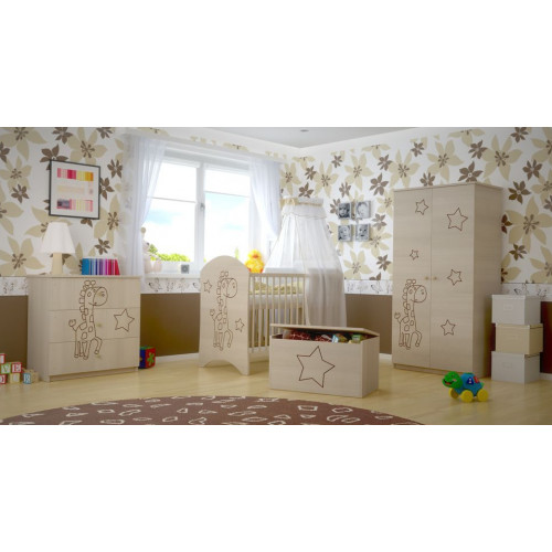 BabyBoo Dětská postieľka ŽIRAFKA 120x60cm. Gravírovaný obrázok.