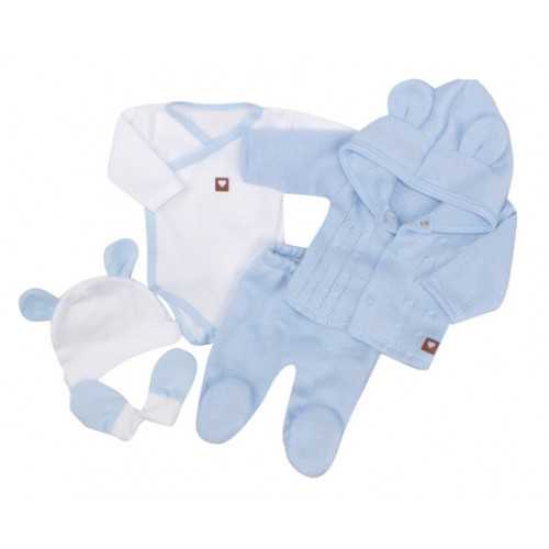 5-dielna kojenecká súpravička do pôrodnice - modrá, biela, veľ. 62