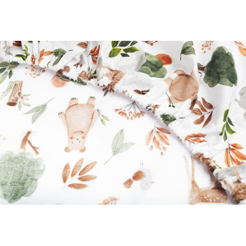 Bavlnená prestieradlo do postieľky 120x60cm - Lesná príroda