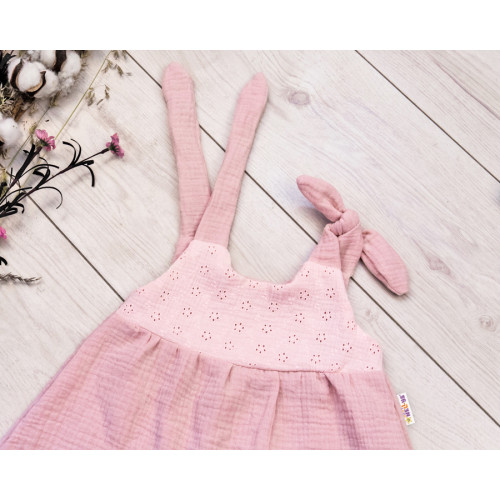 Baby Nellys Letné ľahučké mušelínové šaty Summer -  pudrová, marhula, veľ. 68/74
