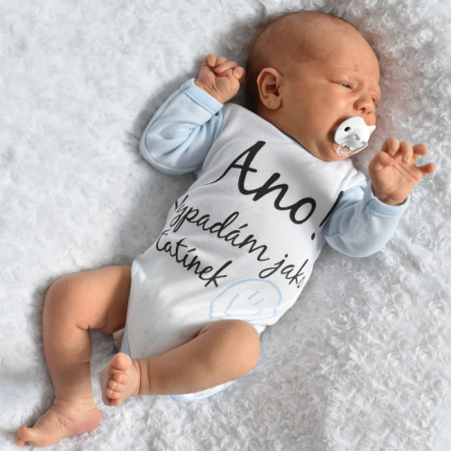 Body dlhý rukáv s vtipným textom Baby Nellys, Ano! Vypadám jako tatínek, kluk