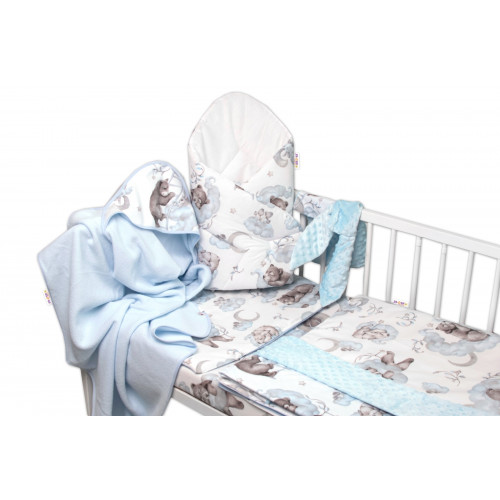 6-dielna výhod. sada s darčekom pre bábätko Baby Nellys, 135x100 Zvířátka na mráčku, modrá