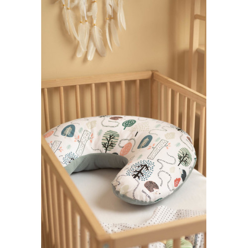 Dojčiaci vankúš, podkova, mušelín, bavlna - Ježko Toník, zelený