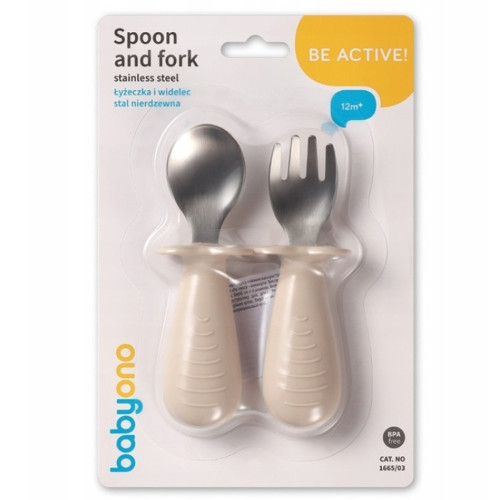 Detské príbory z nerezovej ocele - béžové