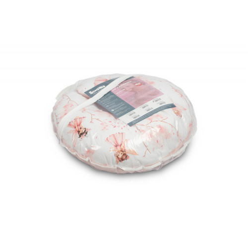 Dojčiaci vankúš, podkova, mušelín, bavlna - Víla Ema, ružová, biela