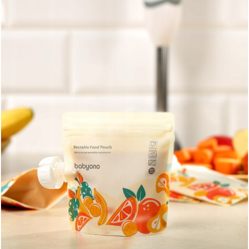 Opakovane použiteľné vrecká na uskladnenie potravy BabyOno, 150 ml - 5 ks