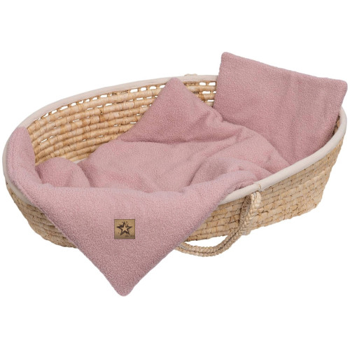 2D súprava vankúš a prikrývka Boucle 35x30cm + 55x75cm - pudrovo ružová