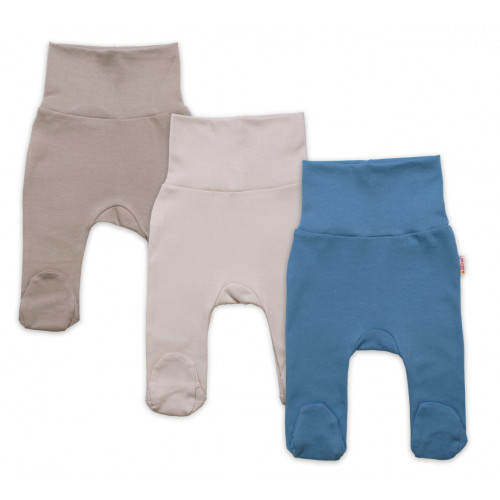 Rastúca výhodná sada, 3x polodupačky pre bábätko Nature - modrá/béžová/taupe
