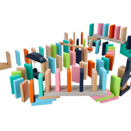 Adam Toys Drevené aktívne farebné domino, 128 ks