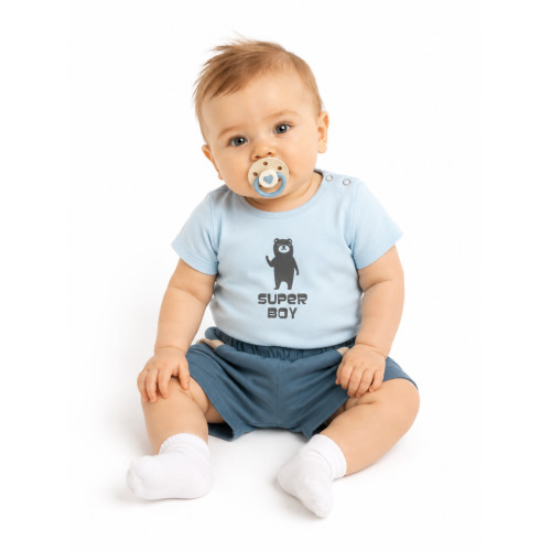 Mamatti Dojčenské body krátky rukáv Bear - mätové, veľ. 80