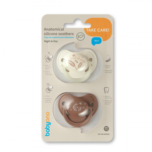 Cumlík silikónový, anatomický tvar, 18m +, 2 ks - Nature