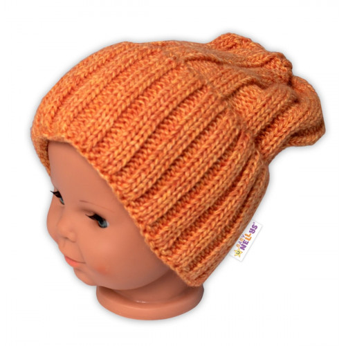 Zimná nadčasová čiapka Mom and Baby, pomarančová