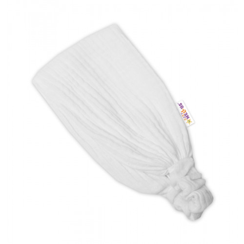 Baby Nellys Ľahká mušelínová čelenka Bandana, biela, veľ. 104/110