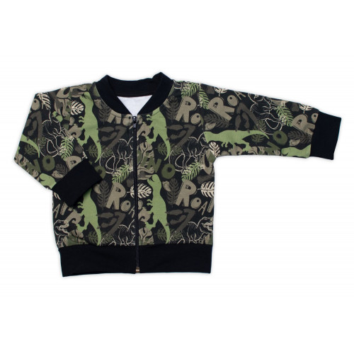 Štýlová bavlnená tepláková súprava G-baby, Dino - khaki/čierna, veľ. 86