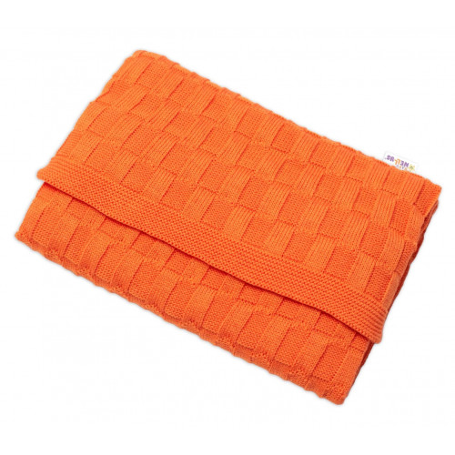 Luxusná bavlnená pletená deka, dečka CUBE, 80 x 100 cm - orange
