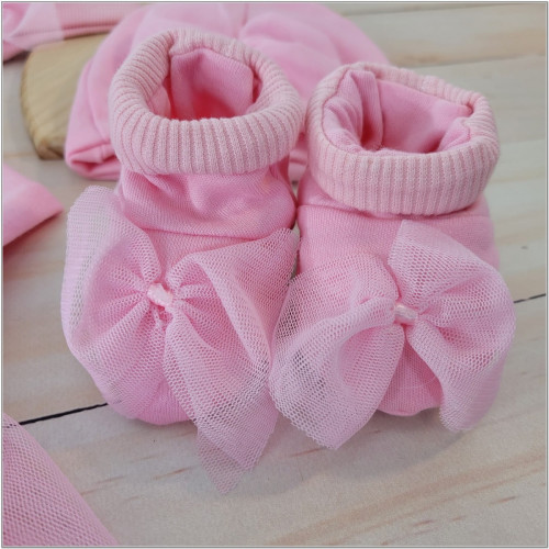 5-dielna súpravička sukničkobody, panč., čiapka, čelenka, topánky - růžová, Veľ. 74