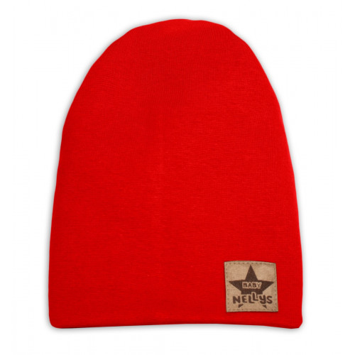 Baby Nellys Hand Made Jarná/jesenná bavlnená čiapka - dvojvrstvová, červená, vel. 110