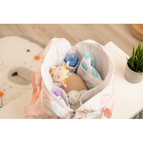 Taška ku kočíku, ekokoža, Víla Ema, ružová, biela