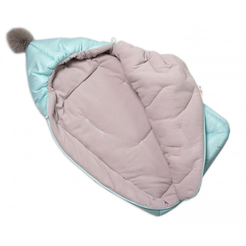 Detský fusak Baby Nellys s kapucňou a kožušinovým brmbolcom, modrý