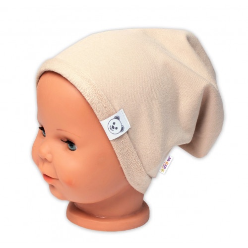 Čiapka s nákrčníkom bavlna, Little Bear, Baby Nellys, cappuccino, veľ. 92/98