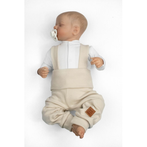 Rastúce legíny s trakmi, rebrované so širokým pásom - béžové, 92/98