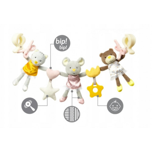 BabyOno Závesná edukačná hračka na kočík Ballerinas, sivá