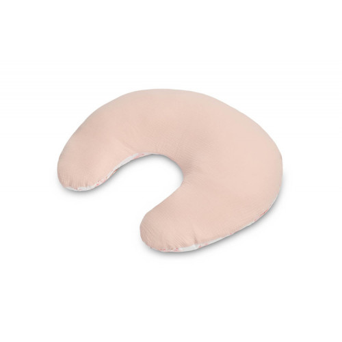 Dojčiaci vankúš, podkova, mušelín, bavlna - Víla Ema, ružová, biela