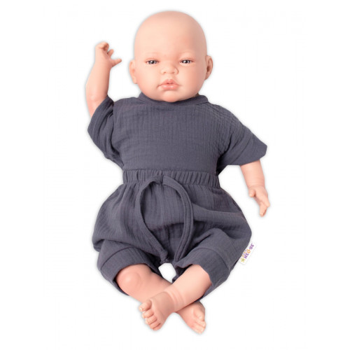 Baby Nellys 2-dielna mušelínová súpravička, tričko + kraťasky BOY, granát, veľ. 62