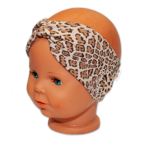 BABY NELLYS Detské čelenky Gepard, sada 2 kusov - hnedá, gepard, 92/98