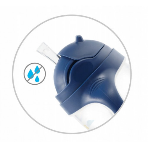 BabyOno Nekvapkajúci hrnček so zaťaženou slamkou, 240 ml, modrý