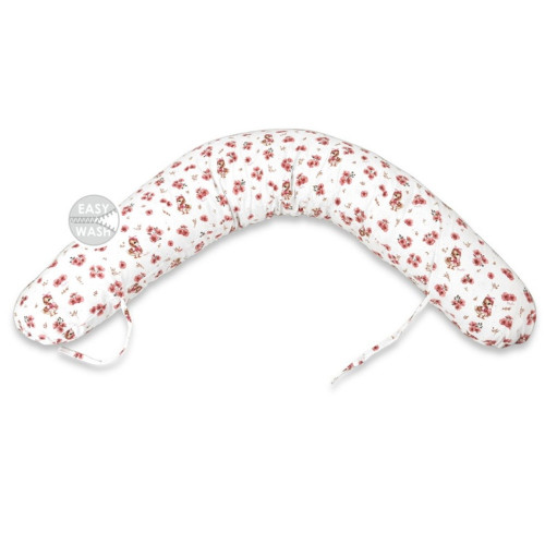 Vankúš na dojčenie/relaxačná poduška, bavlna, 185 cm, Kačičky - biela, púdrovo ružová