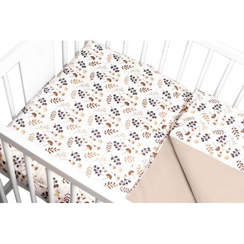 2-dielne bavlnené obliečky Lúka, Baby Nellys, béžová/hnedá, 135x100 cm