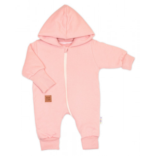 Bavlnený oteplený overálok s kapucňou, rukavičky, topánky, 3D sada Nature - koral, 62