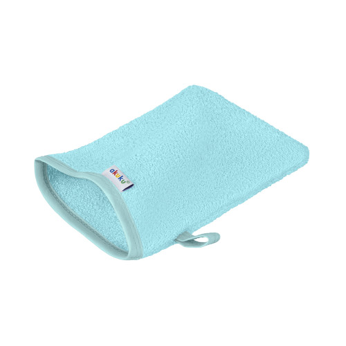 Detská umývacia rukavica XL Akuku – 100 % bavlna, 15×20 cm, od narodenia, tyrkys