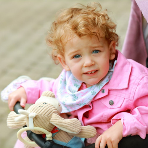 Detský podbradník/šatka 2D sada BabyOno Listy, ružová/biela