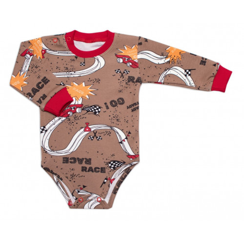 Dojčenské body zap. u krku + polodupačky RACE, 2D sada, Mrofi, hnědá