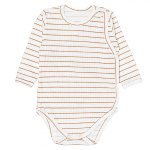 Zavinovacie rebrované body + tepláčky, 2D sada Prúžok, béžové, veľ. 68