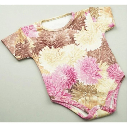 Body kr. rukáv Astry, bavlna, zapínanie pri krku, Mrofi, ružová/ecru, veľ. 80