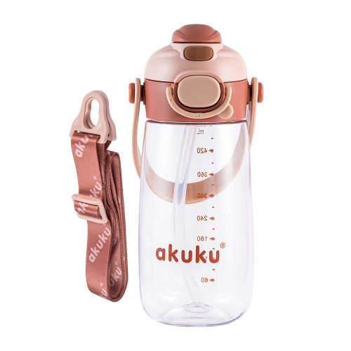 Detská fľaša na pitie so slamkou, bidon 480 ml Mocha – do školy, na šport aj výlety