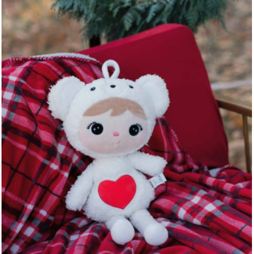 Metoo Handrová bábika Polárny medvedík Srdiečko, biela