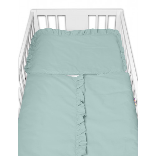 2-dielne bavlnené obliečky s volánikom SOFT, Baby Nellys, vavrínová zelená, 135x100 cm