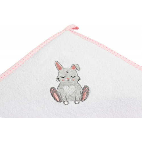 Detská froté osuška s kapucňou 100x100 cm - Králiček ružový