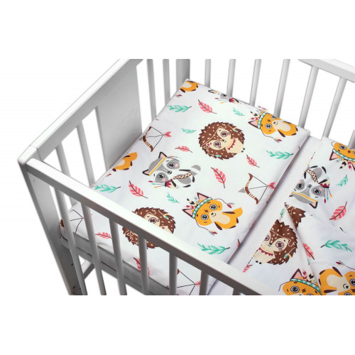 3-dielna sada - mantinel s obliečkami Ježko a líška - biela/žltá, 120x90cm