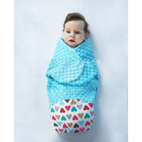 Baby Nellys Zavinovačka, spacáček s Minky, 0-6m - Srdiečka, Minky ružová
