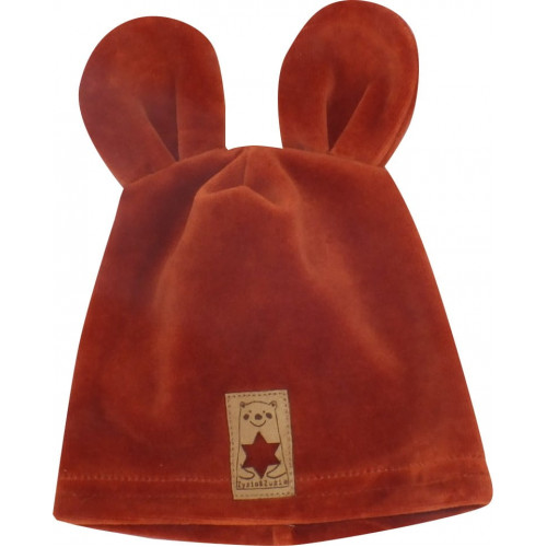 Z&Z Velúrová, semišková čiapočka s uškami, medená
